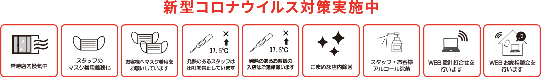 新型コロナウイルス対策実施中